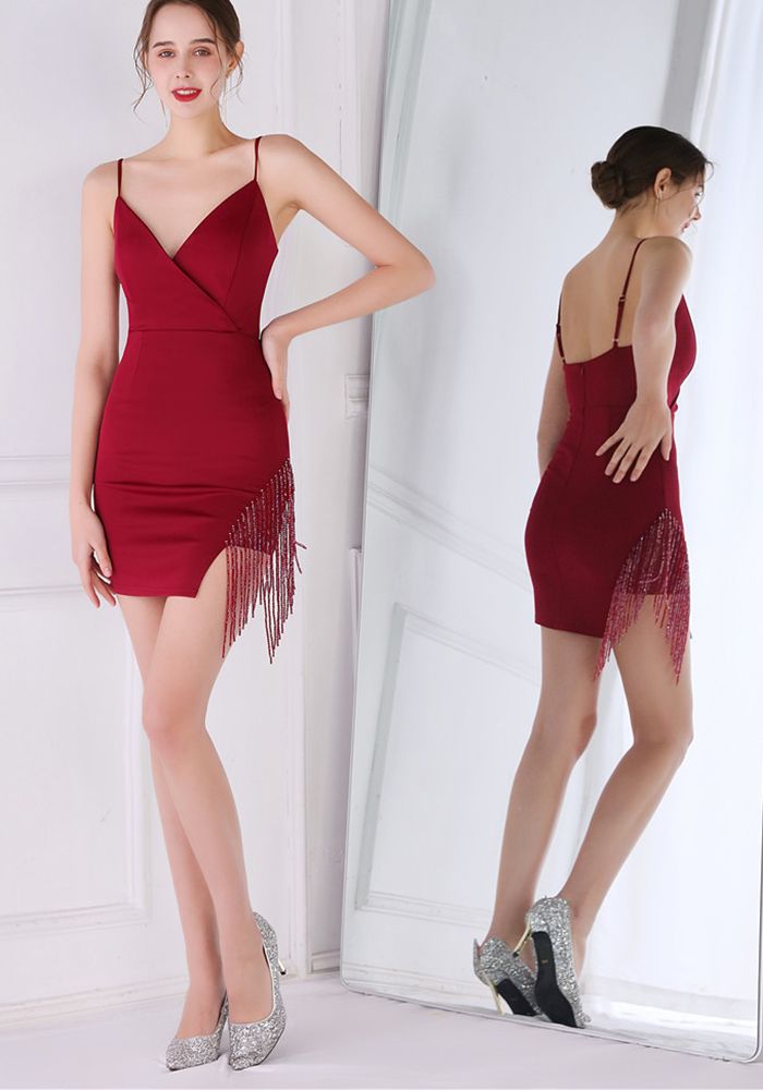 Robe de club mini droite sans manches à col en V pour femmes - été