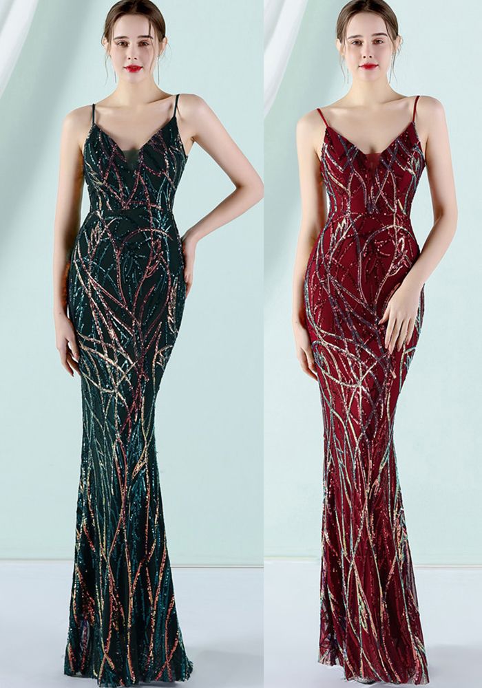Robe de Soirée Vintage Sans Manches à Rayures Imprimées Pailletées pour Femmes en Été