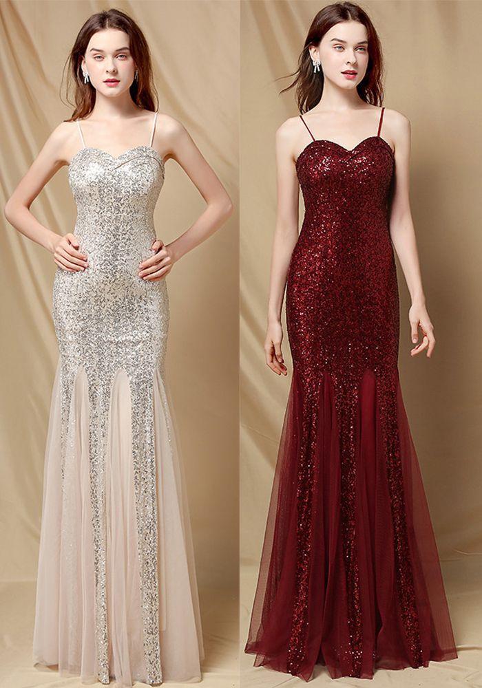Robe de Soirée Sirène à Paillettes d'Été