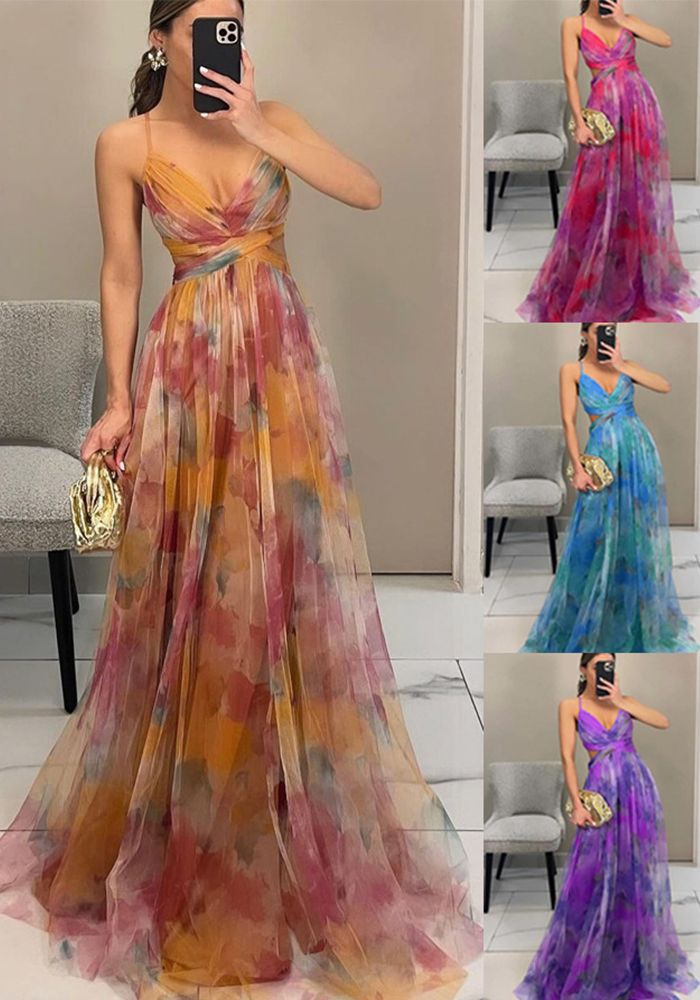 Robe de fête décontractée à imprimé en maille pour le printemps été
