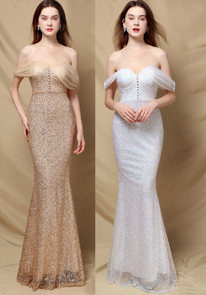 Robe de Soirée Sirène à Sequins à Coeur pour l'Été