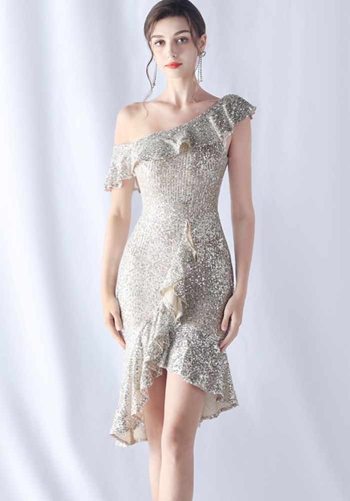 Robe de cocktail à sequins en queue de poisson d'été