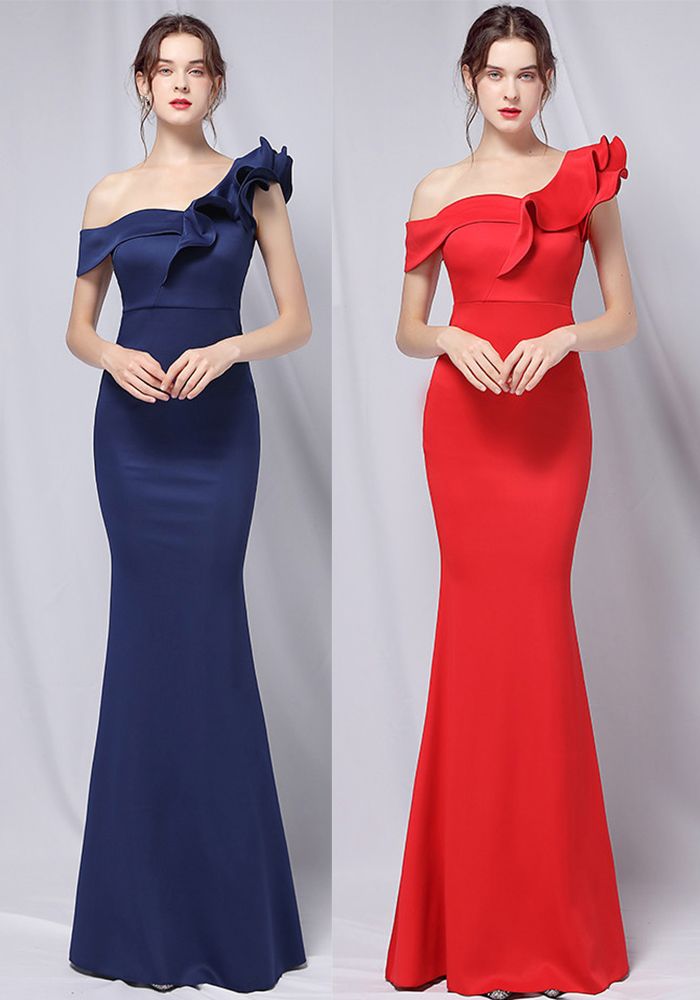 Robe de Soirée Longue Sirène Off-Shoulder d'Été