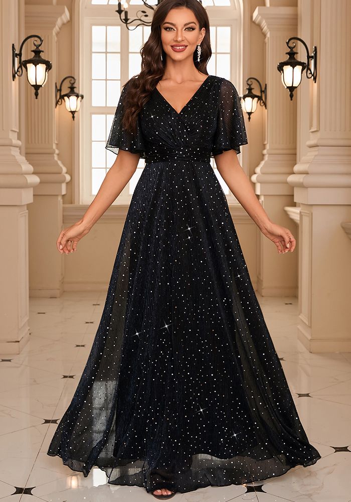 Robe de Soirée Élégante à Manches Volantes en Viscose pour Femmes