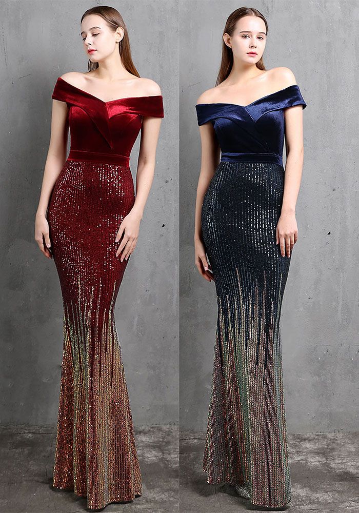 Robe de Soirée Sirène Sans Bretelles à Sequins d'Été