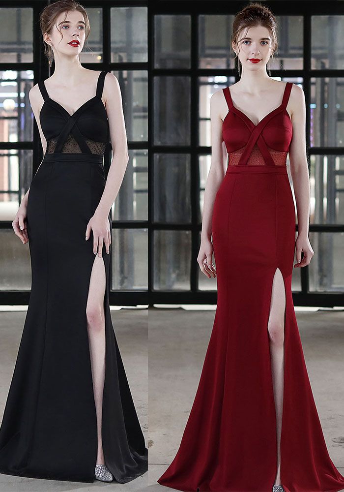 Robe de Soirée Sirène à Bretelles Fendue Formelle d'Été