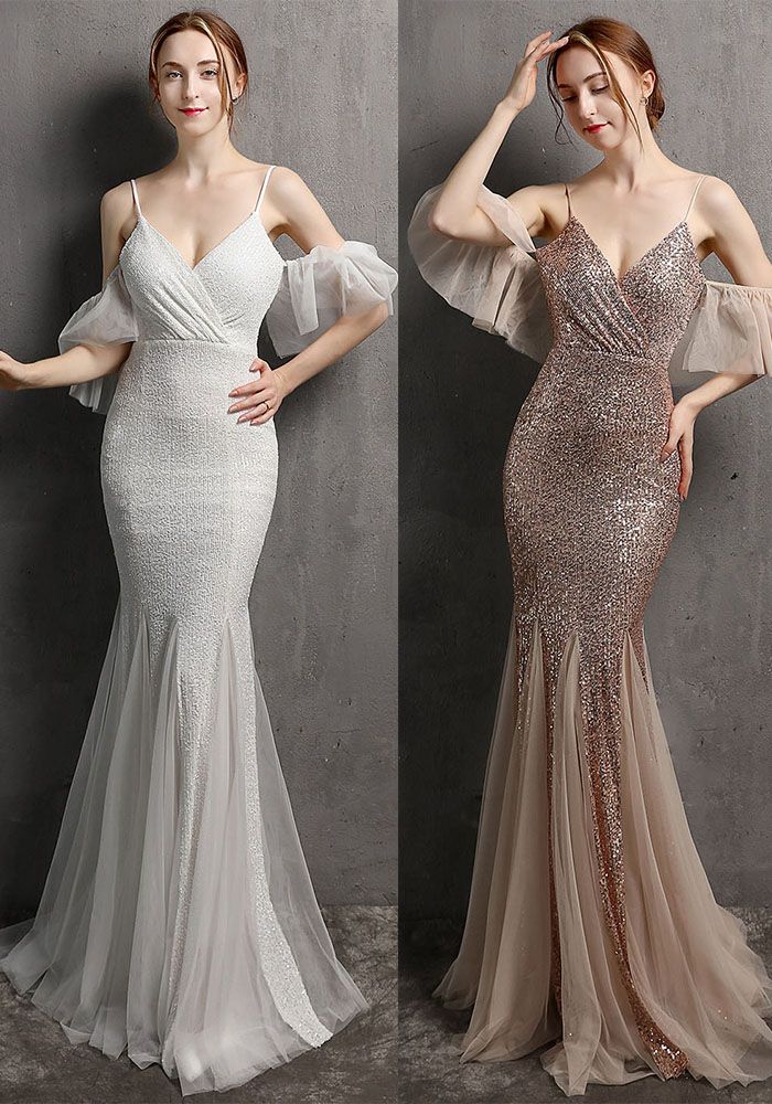 Robe de Soirée Sirène à Paillettes Formelle