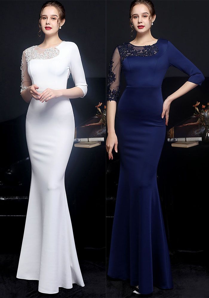 Robe de Soirée Sirène à Manches Courtes d'Été