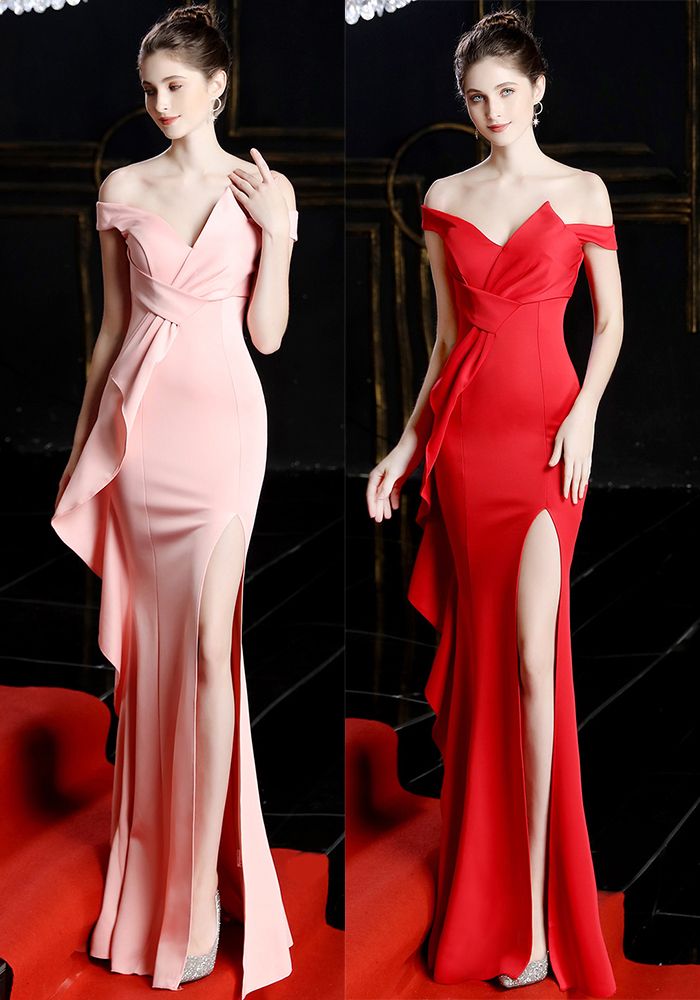 Robe Longue Élegante à Queue de Poisson Pailletée pour Mariage et Événements