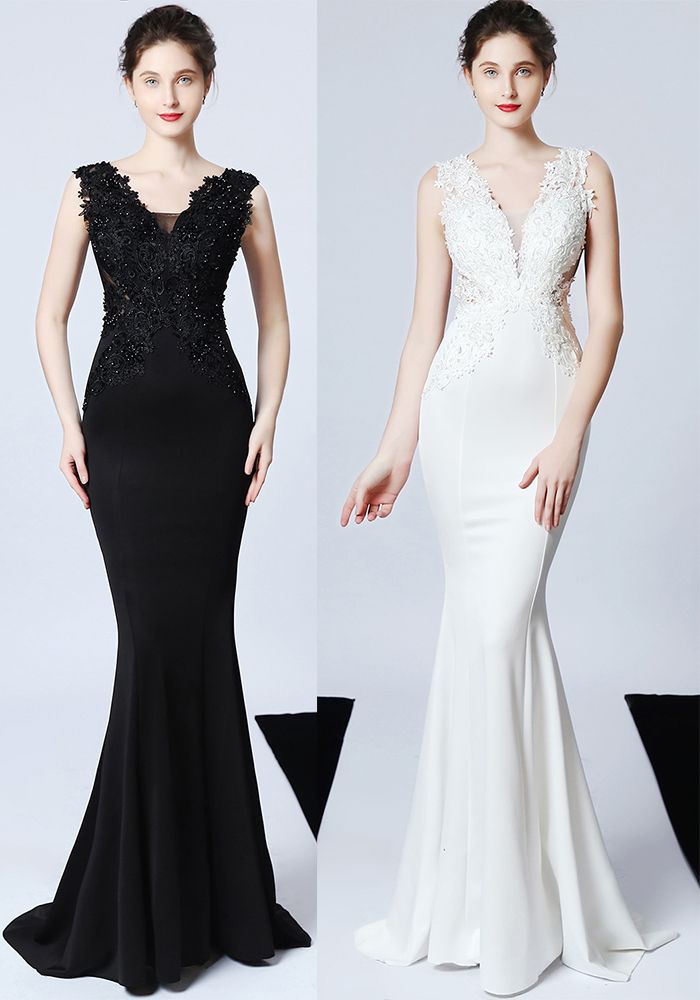 Robe de Soirée Femme à Queue de Poisson Perlée