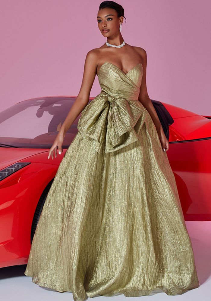 Robe de demoiselle d'honneur élégante et luxueuse sans bretelles avec nœud slim