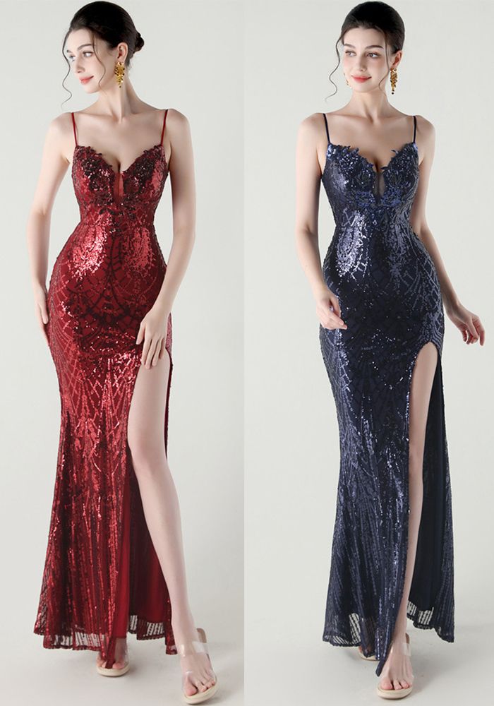 Robe de Soirée Formelle à Sequins en Tube à Perles pour Femmes avec Lacets en Fishbone