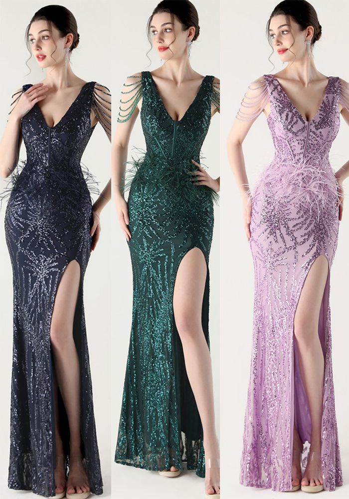 Robe de Soirée Femme Furry Fishbone à Lacets V Col Fendu