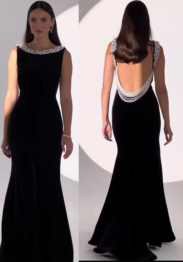 Robe de Soirée Légère de Luxe avec Chaîne en Diamant Sans Manches pour Femmes