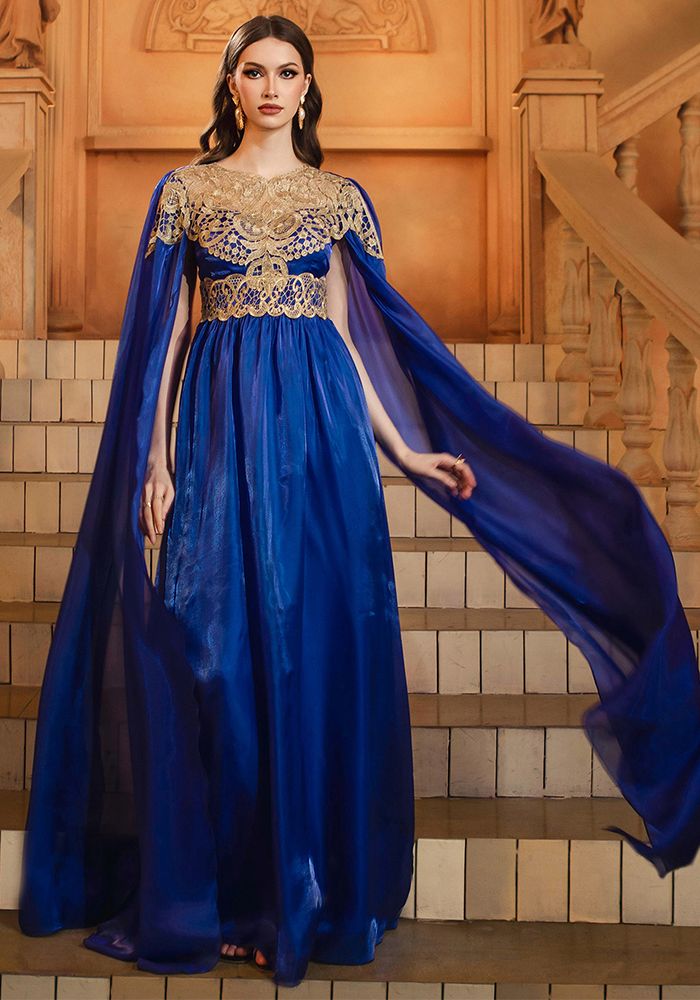 Robe de soirée formelle en dentelle à manches longues pour femmes