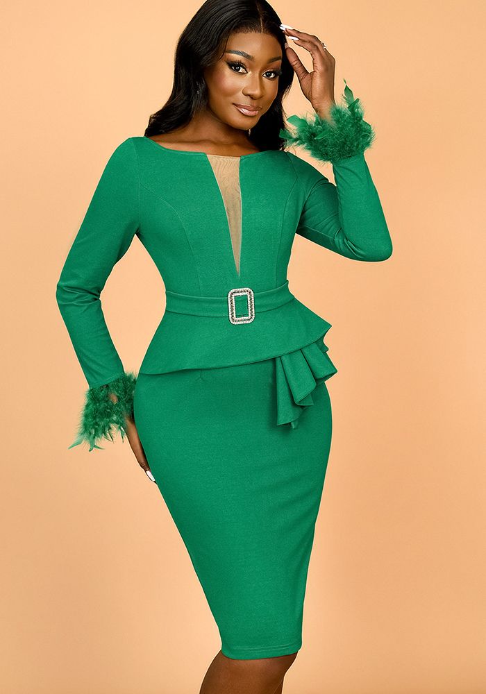 Robe de Soirée Formelle Bodycon Transparente Grande Taille