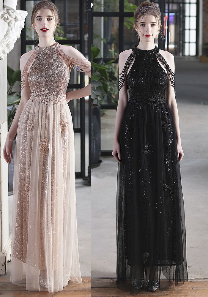 Robe de Mariée en Maille à Paillettes de Luxe Élégante Robe de Soirée Formelle