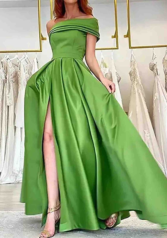 Robe de soirée élégante à une épaule pour femmes avec fente haute (Délai de traitement de 3 à 6 jours)