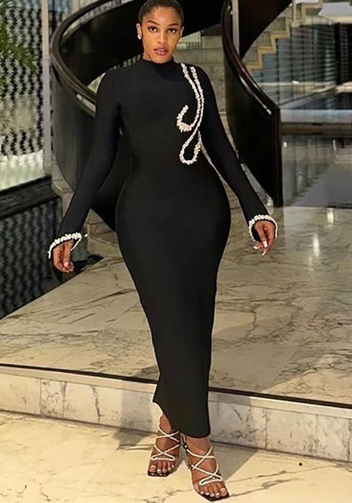Robe bandage en chaîne de strass pour femmes