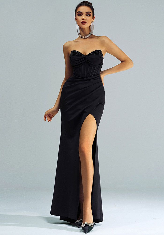 Robe de Soirée Formelle Femme Off Shoulder Bodycon Fente pour Mariage