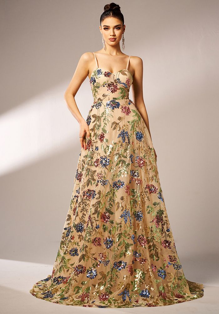 Robe de soirée formelle sans manches pour femmes avec sequins