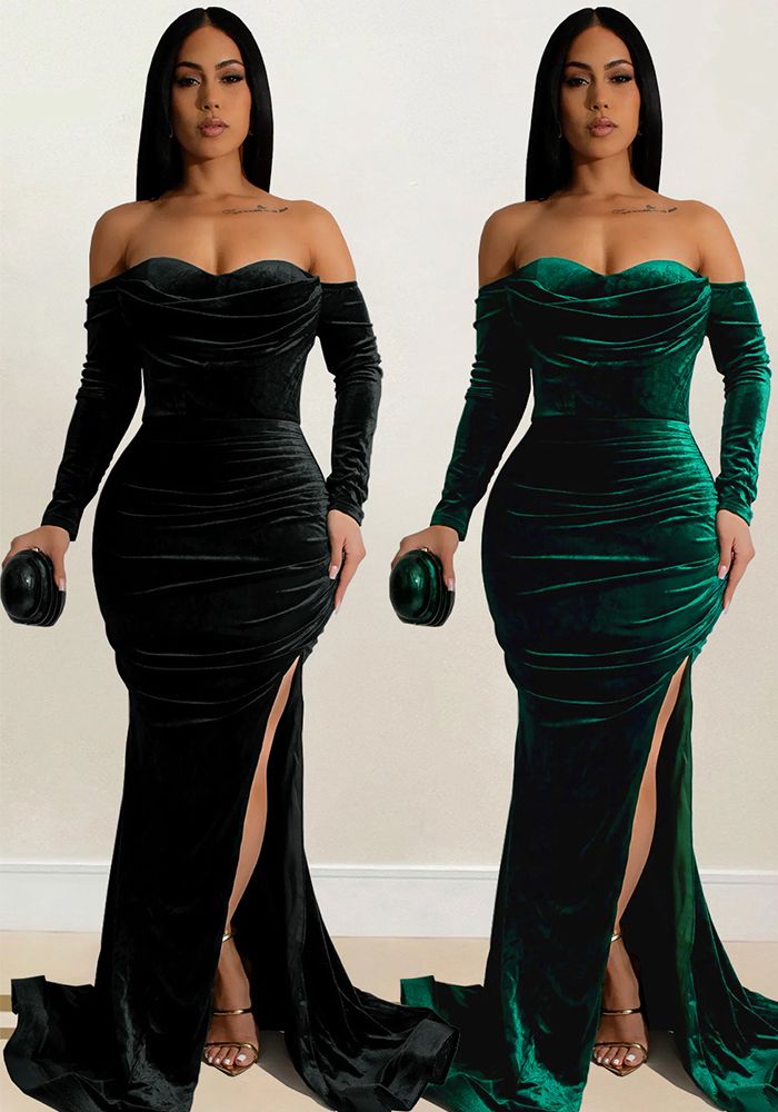 Robe fendue unie pour femmes