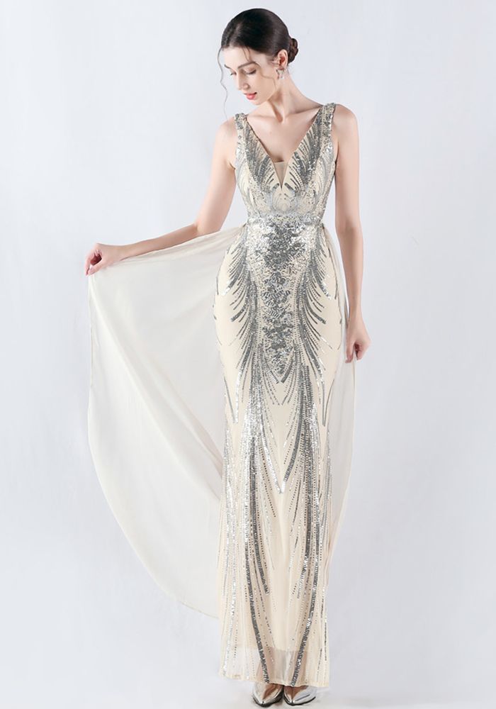 Robe de Soirée à Paillettes et Perles pour Femmes