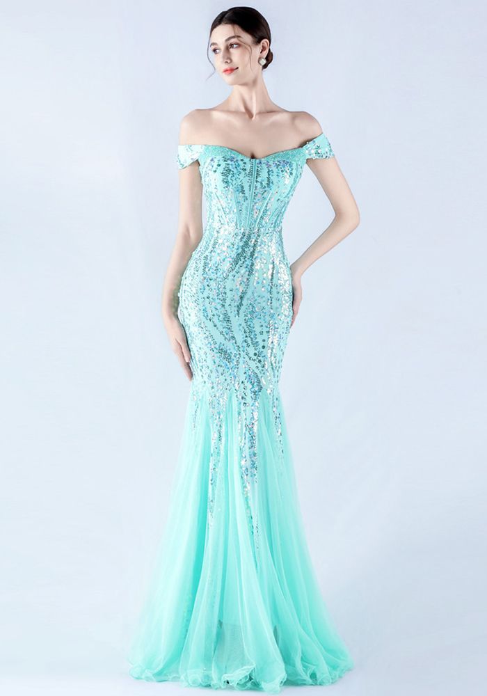 Robe de Soirée Femme en Maille Brodée