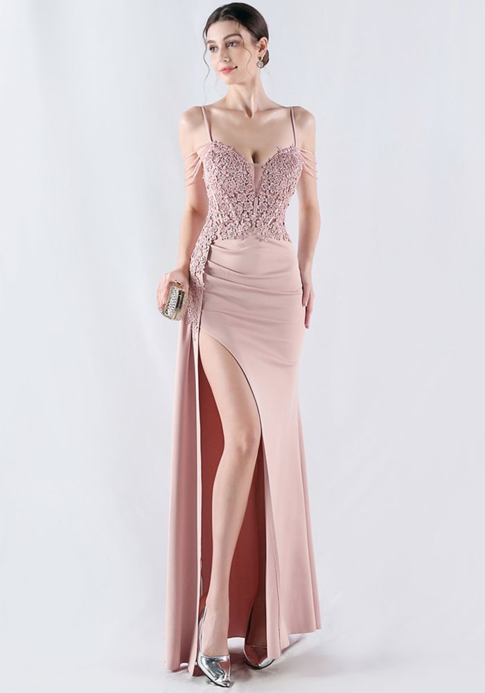Robe de Soirée Femme à Fleurs Perles et Écailles