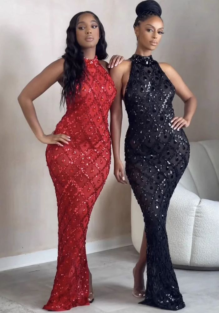 Robe de Soirée Sans Manches Chic pour Femmes avec Diamants