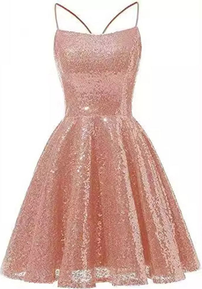 Robe de Soirée Pailletée à Bretelles A-Line pour Femmes (Délai de traitement de 3 à 6 jours)