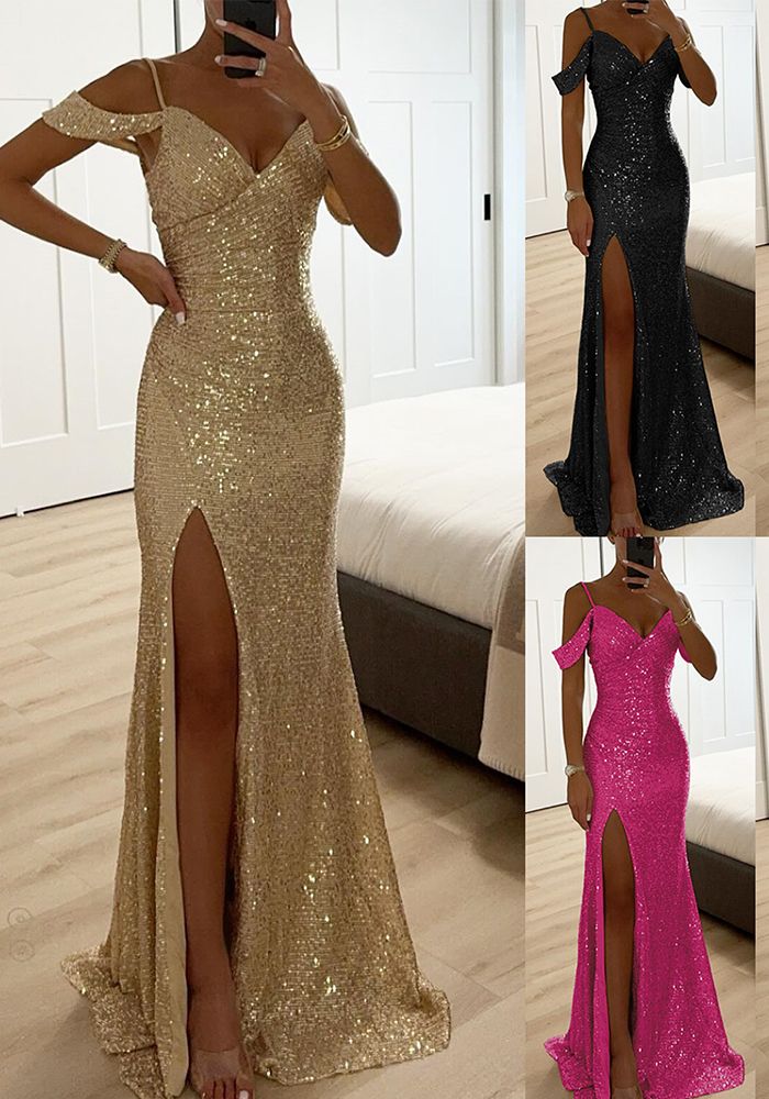 Robe à Paillettes avec Bretelles pour Femmes