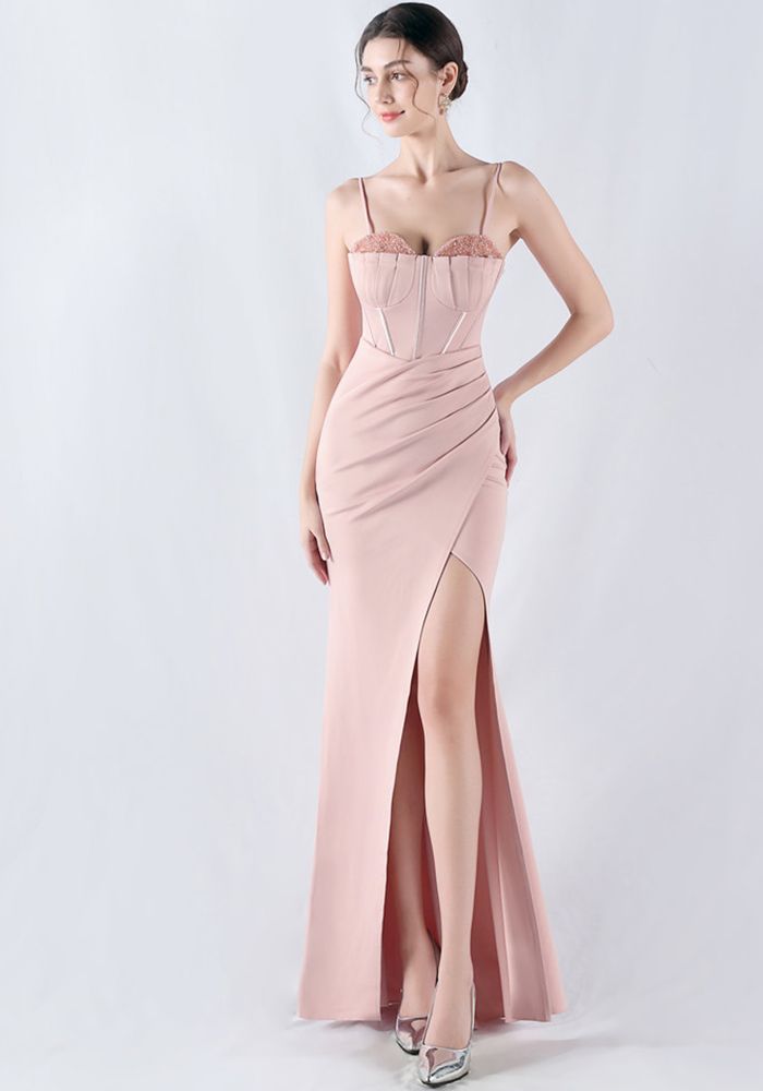 Robe de Soirée Femme en Cristal Fishbone