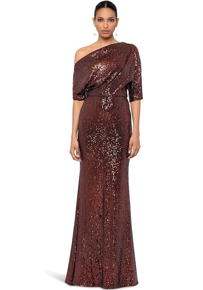 robe de soirée à épaule dénudée en sequins mode printemps et automne