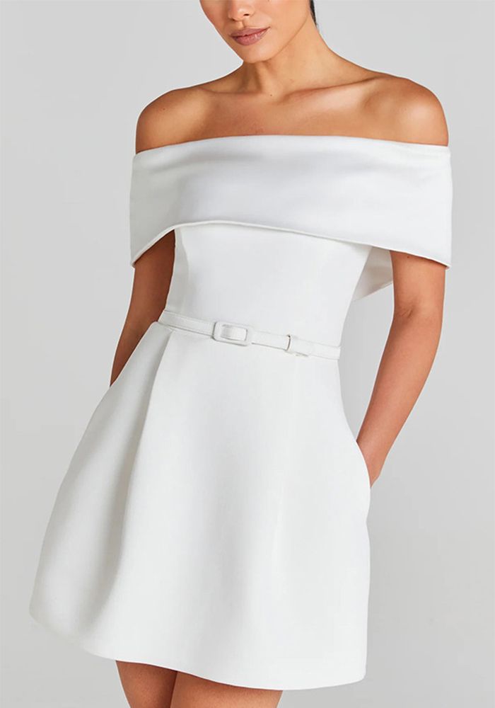 Robe de soirée à épaules dénudées avec ceinture pour femmes