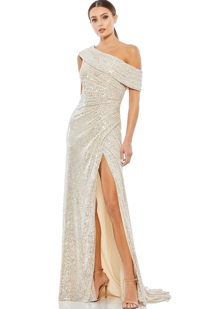 Robe de Soirée Chic à Épaules Dégagées et Fente en Sequins pour Femmes d'Été