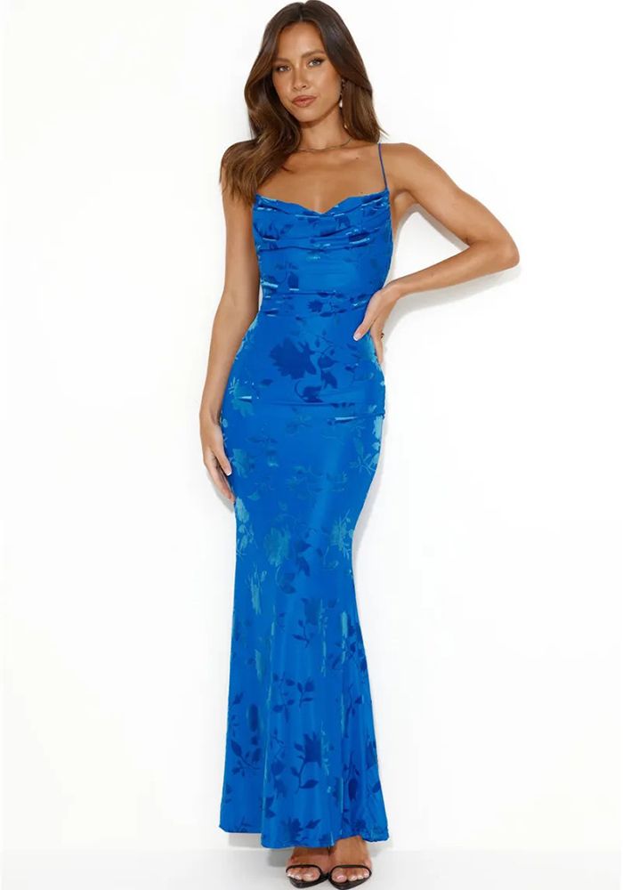 Robe de Soirée Élégante d'Été Bleue pour Femmes