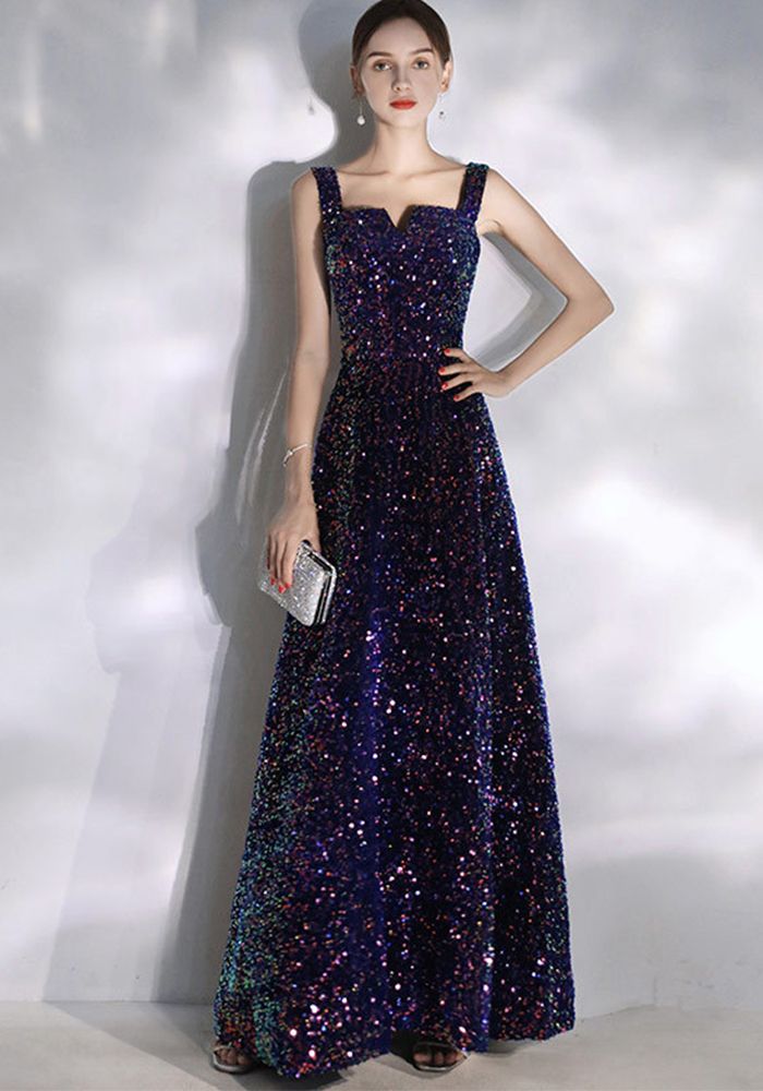 Robe de Soirée à Bretelles en Sequins pour Femmes pour Réunion Annuelle (Délai de traitement de 3 à 6 jours)