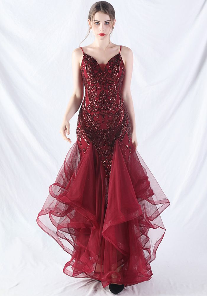 Robe de Soirée en Maille avec Paillettes pour Femmes