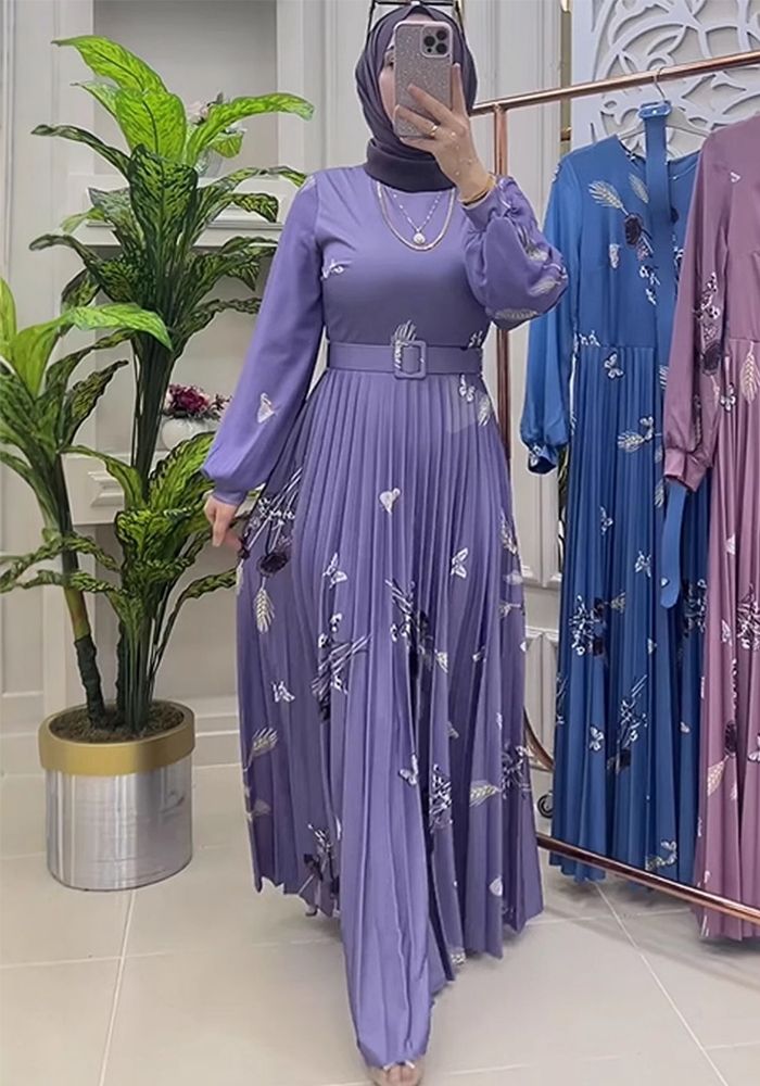 Spring Women Printed Slim Waist Long Sleeve Chic Dress
