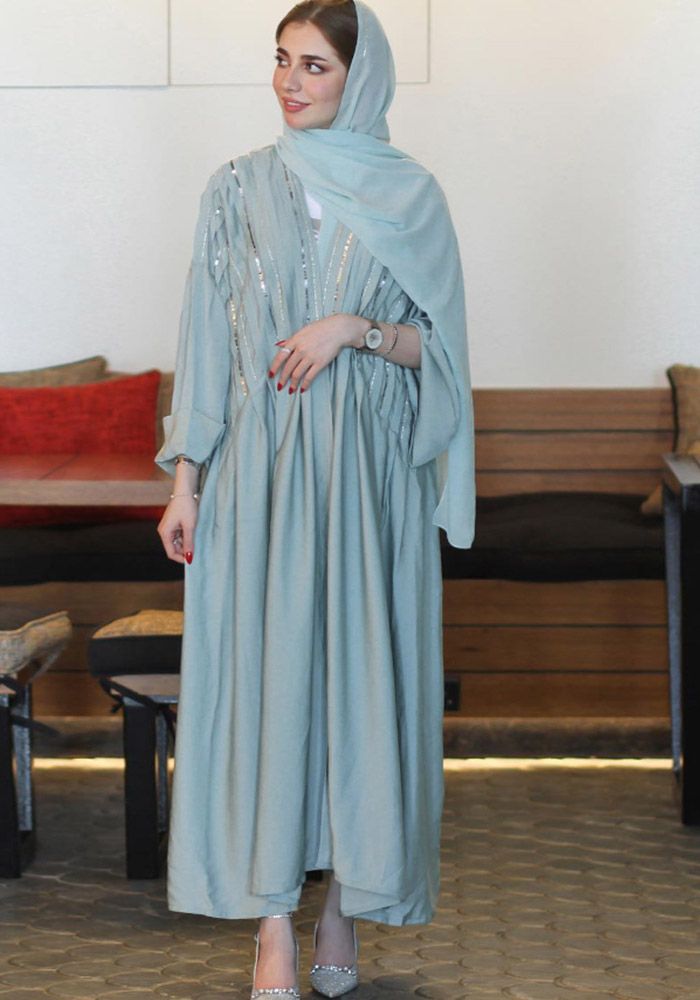 Women Sequin Beaded Casual Night Gown Without Hijab