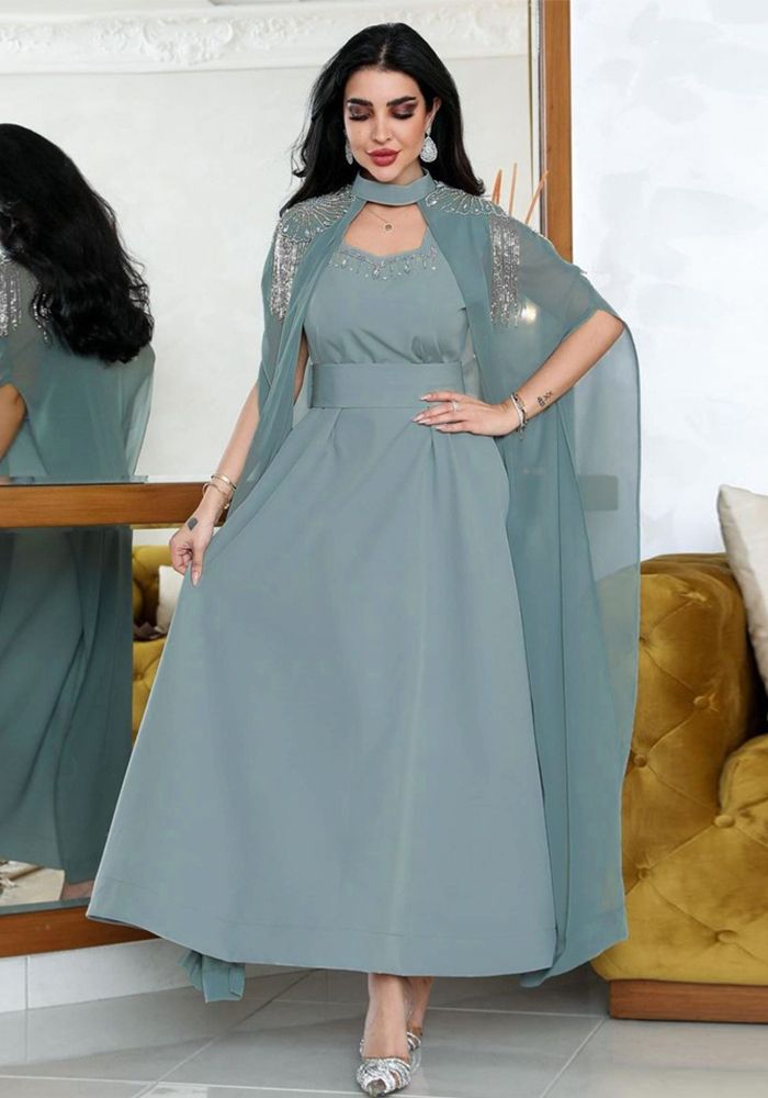 Muslim Women's Sequin Tassel Beaded Abaya Dress